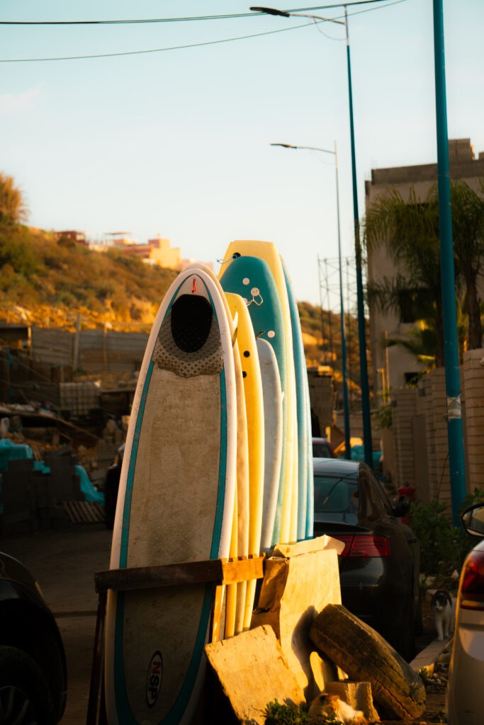 Surf guiding Taghazout Bay Morocco local guide small group 6-8 surfers best waves daily transport equipment
