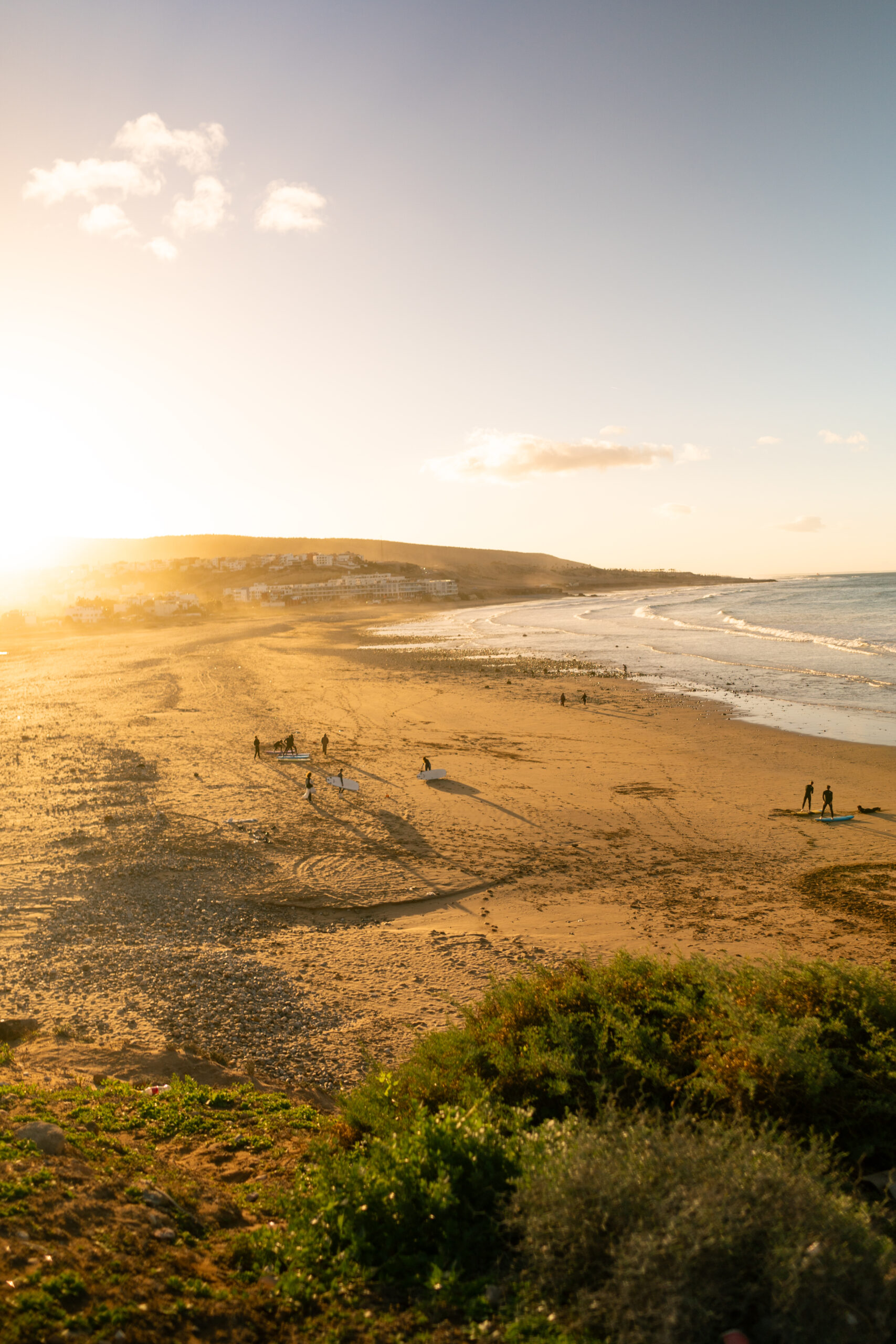 Learn to surf Morocco beginner surf package beach practice pop-up technique ISA instructor Tamraght before first lesson